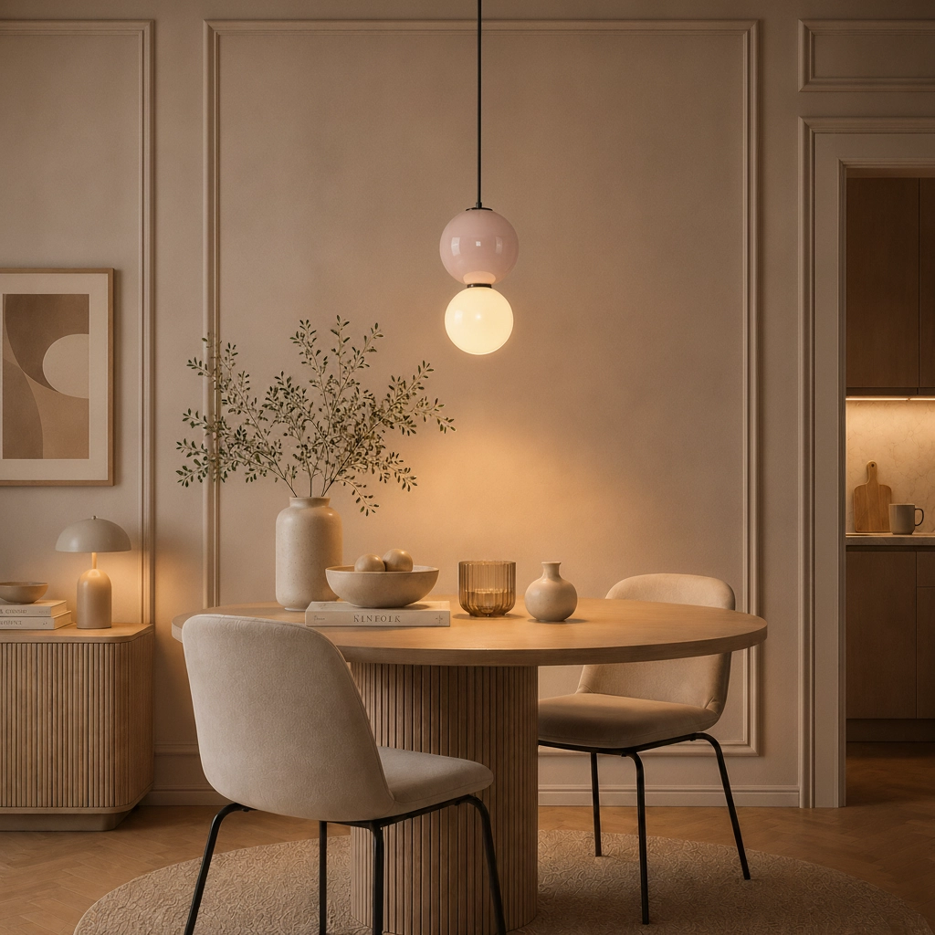 Pendant lamp Noesis Ø 15cm mocha brown with white