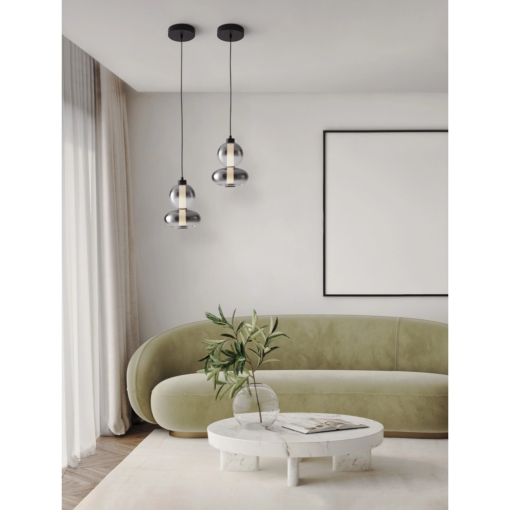 Pendant lamp Bally smoke glass 27.5cm Lyora 5212017449153