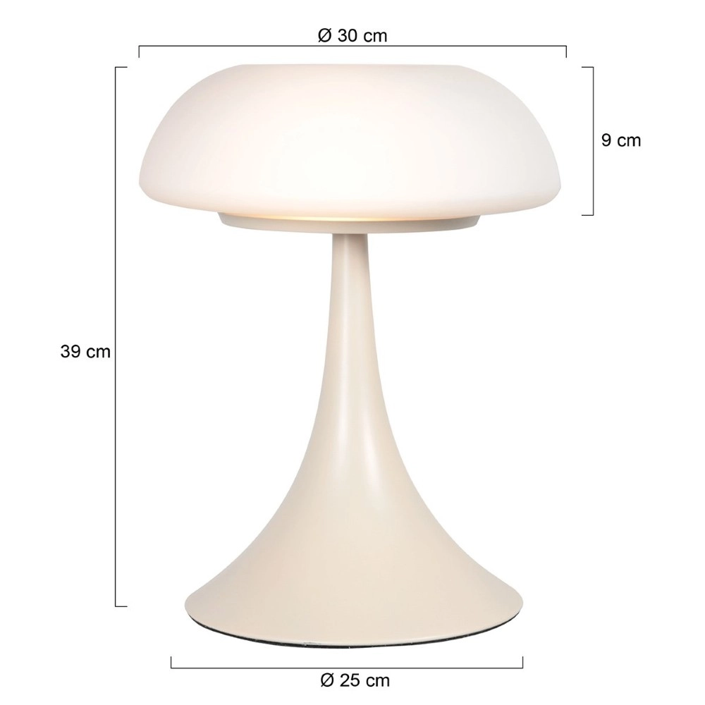 Table lamp Ancilla sand brown with white glass