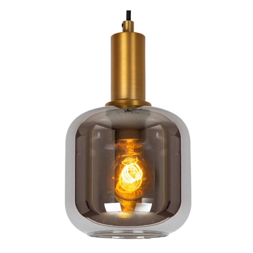 Pendant lamp Joanet Ø 16cm gold with smoke glass Lucide 5411212452641