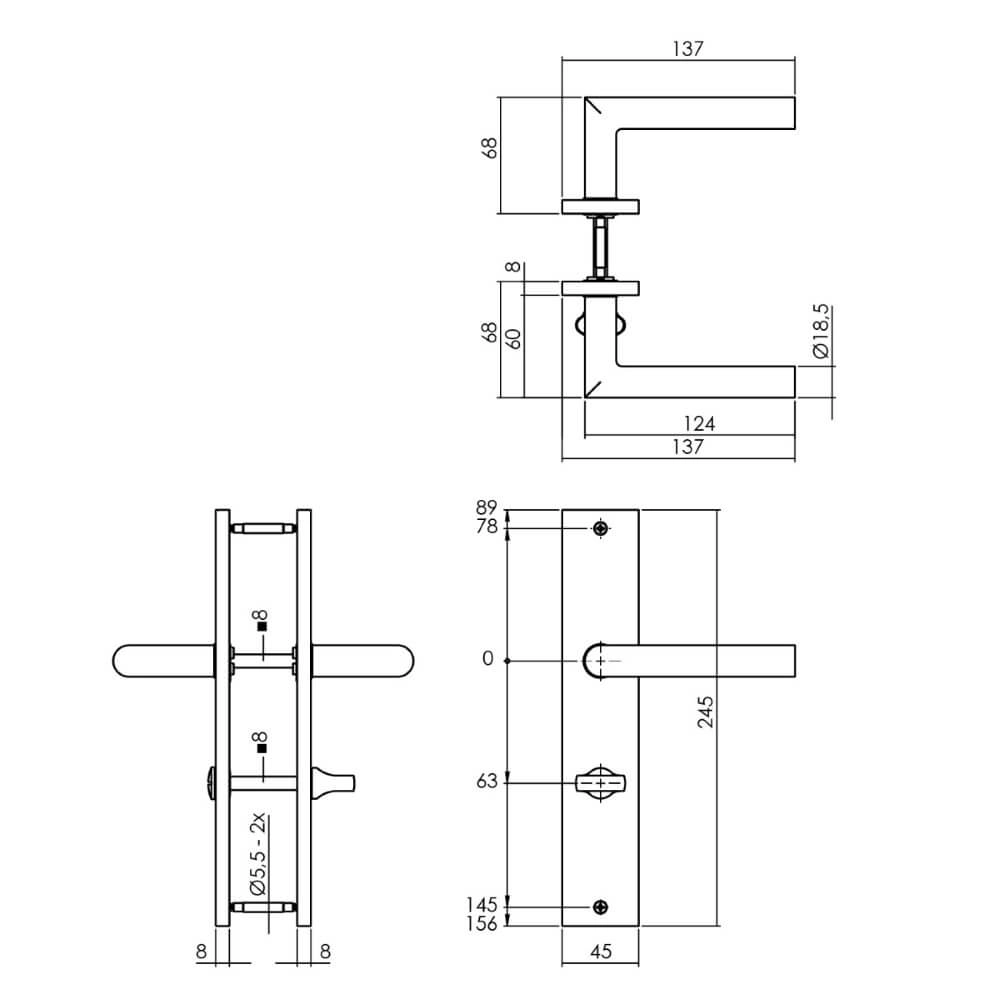 Door handle Bastian WC closure 63/8 black Intersteel 8714186556078