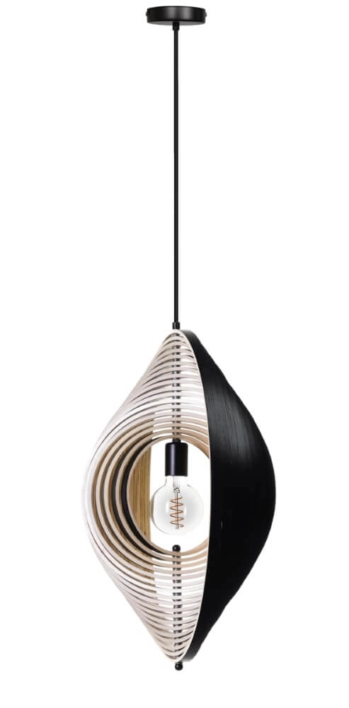 Desing pendant lamp Woody black with wood Ø 59cm ETH 8720195307549