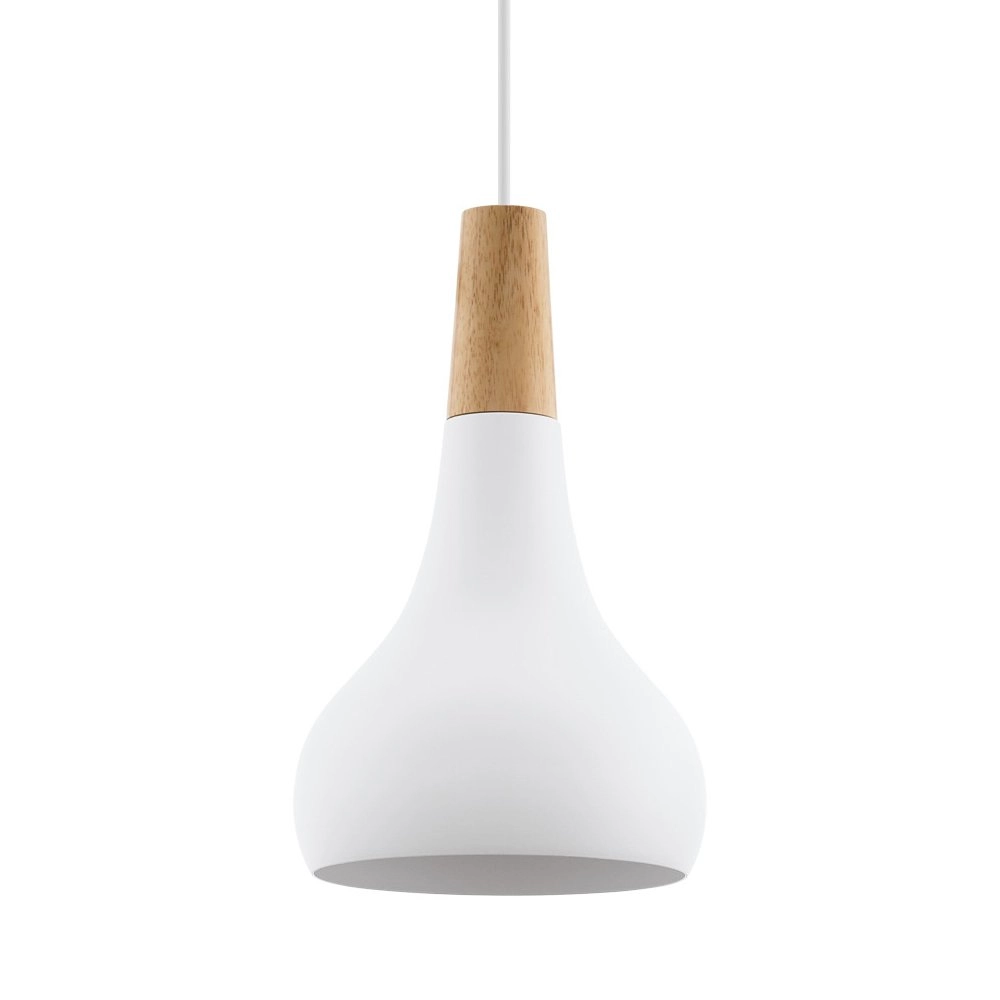 Modern pendant lamp Sabinar 18cm white with wood brown