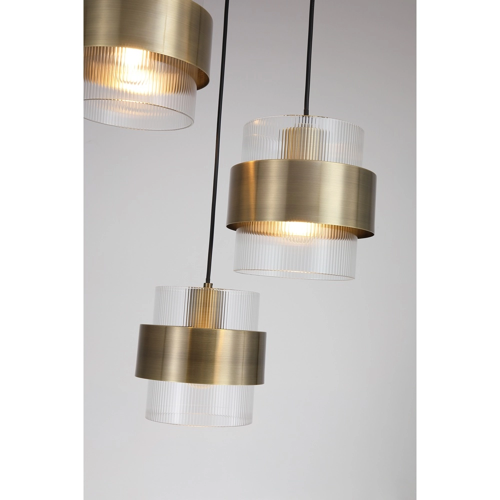 Pendant lamp Royal 3-light antique brass