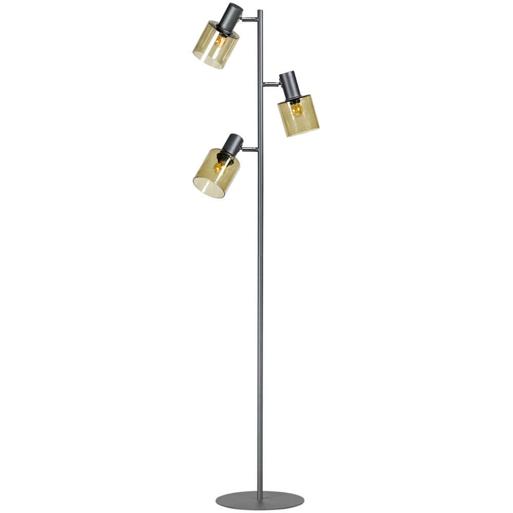 Glass floor lamp Sledge Glass 3-light black with gold glass