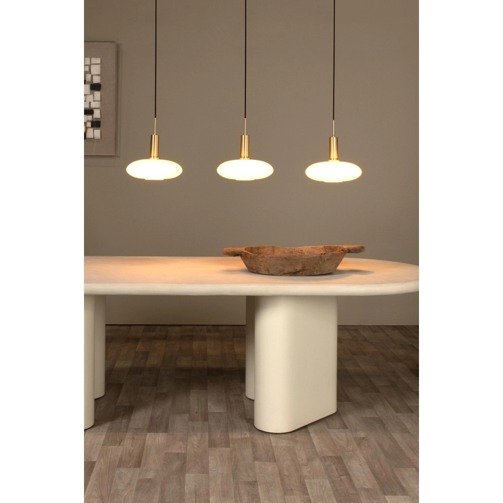 Design pendant lamp Singala 3-light straight gold with white Lucide 5411212251091