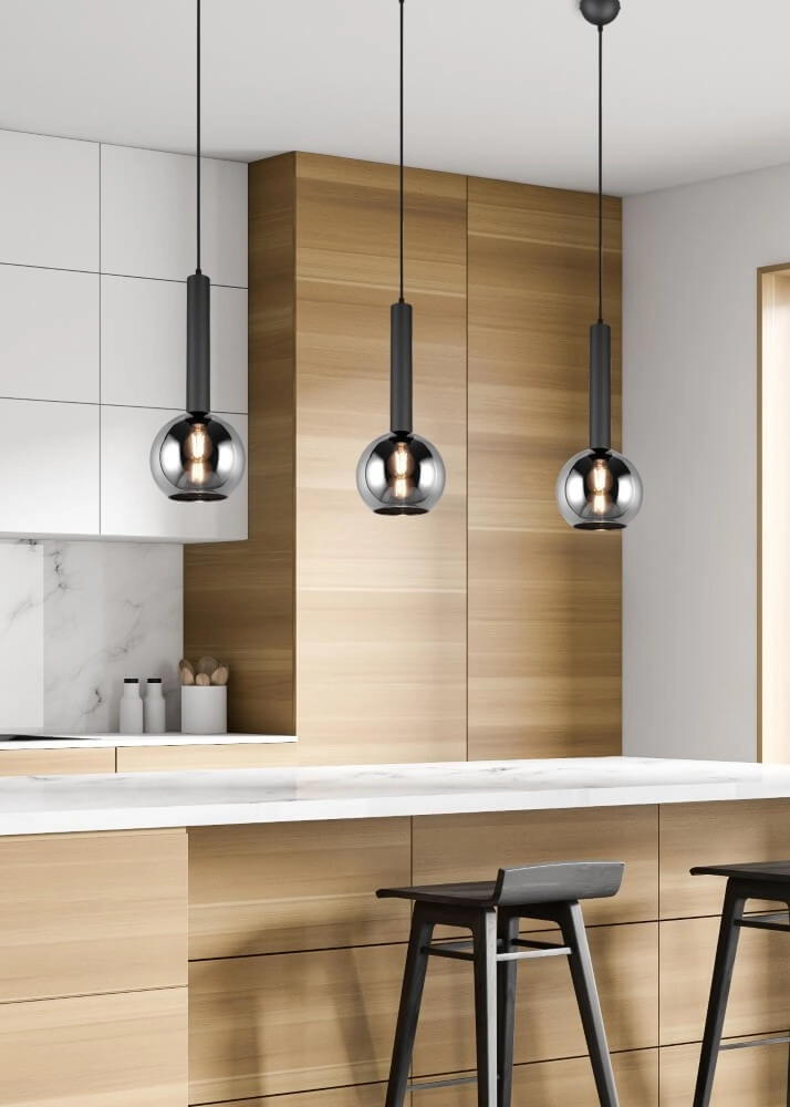 Hanging lamp Clayton black with smoke glass Trio 4017807532951