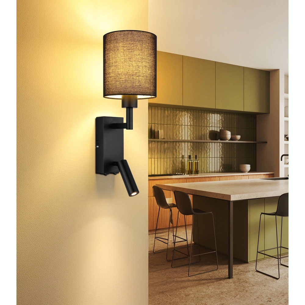Bedside lamp Zamora black with black hood Globo 9007371575893
