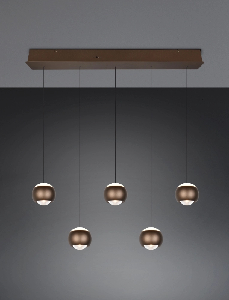 5-light LED pendant light Orbit Dining Table - Platinum Brown Trio 4017807686593
