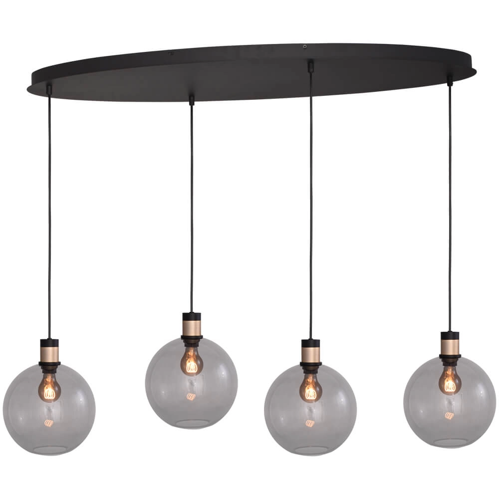Hanging lamp Lazise 2 4x Ø 20cm gold with black