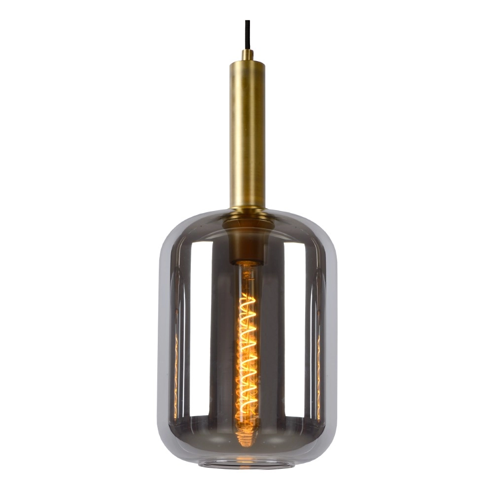 3-lichs pendant lamp Joanet Straight gold with smoke glass Lucide 5411212451989