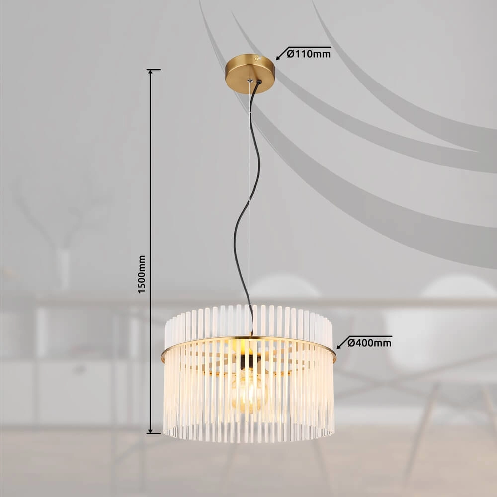 Golden pendant lamp Gorley with glass Ø 40cm Globo 9007371449804