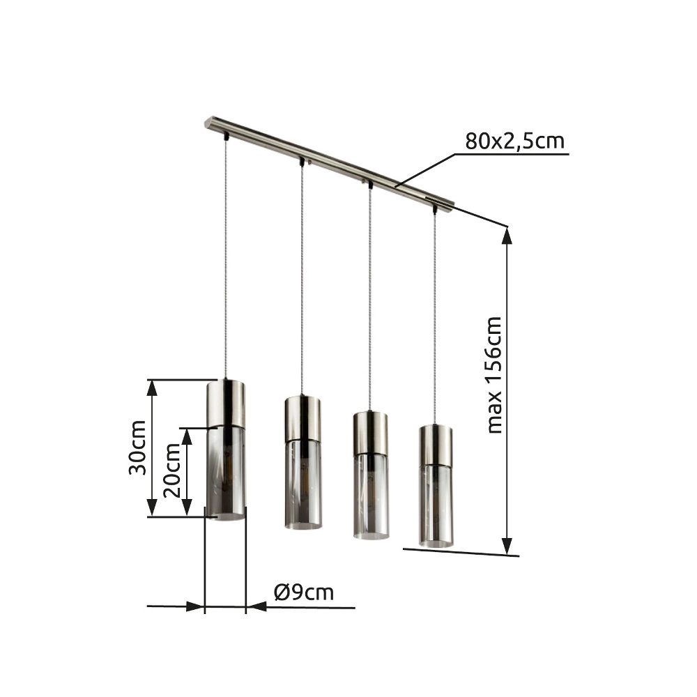4-light pendant lamp Annika Nickel design Globo 9007371382200