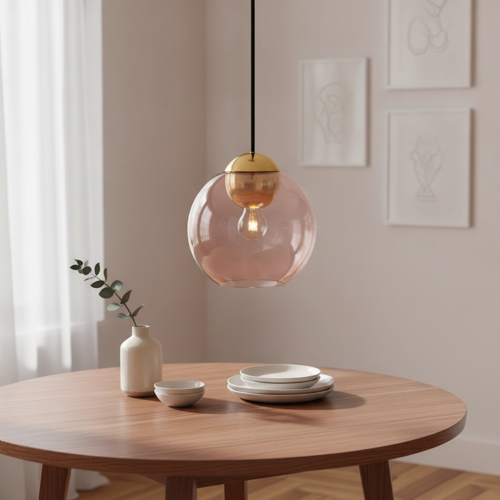 Design pendant lamp Midori pink glass