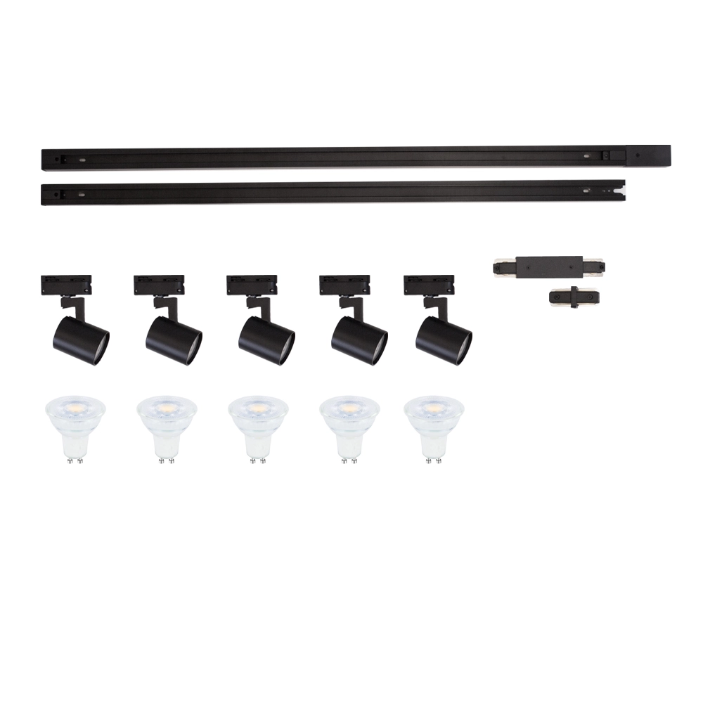 Rail set 2 meters Unik with 5 spotlights Lyora 8716803510456