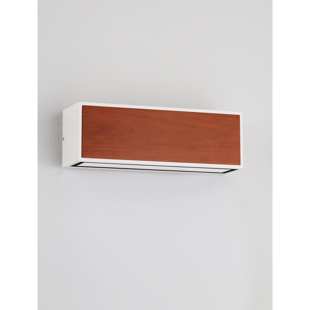 Solar wall lamp Brown white with wood Lyora 5212017449467