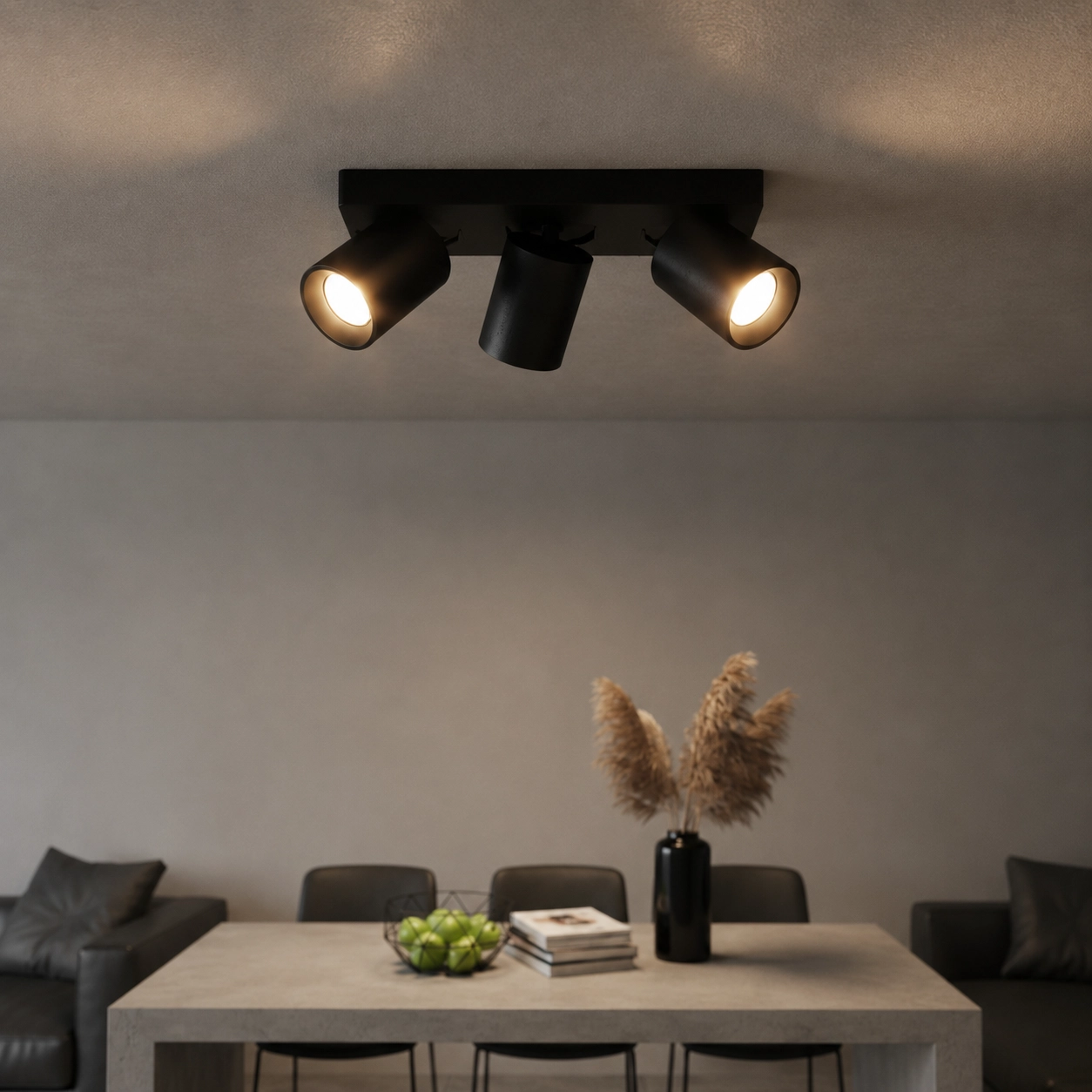 3-light surface-mounted spot Megano black