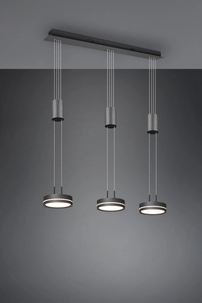 Hanging lamp Franklin 3-light black Trio 4017807510089