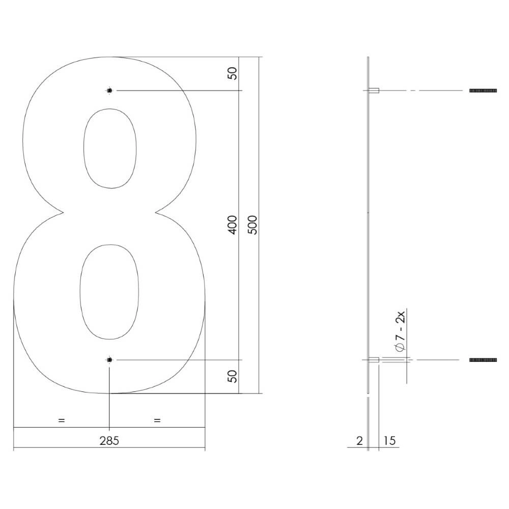 House number 8 XXL Numbra 50cm black Intersteel 8714186503454
