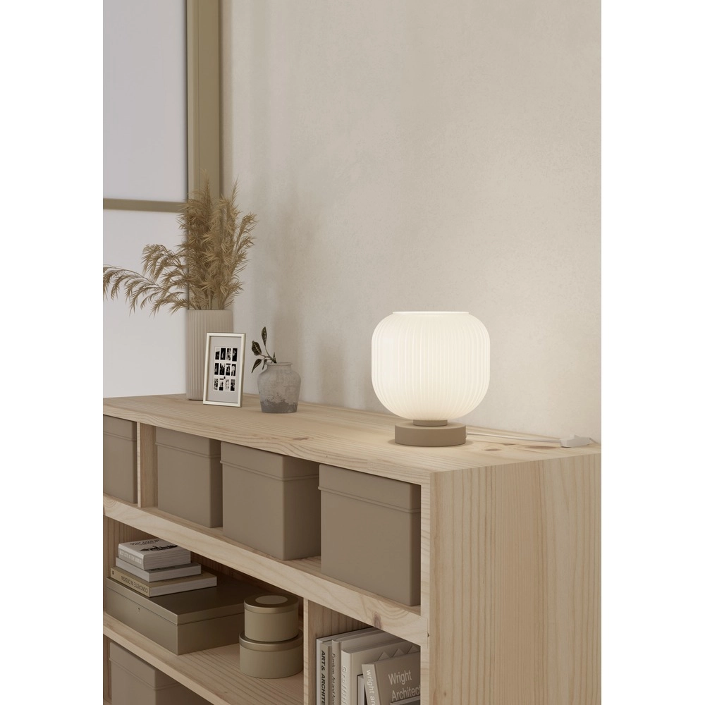 Design table lamp Dasmina sand brown with white Ø 20cm