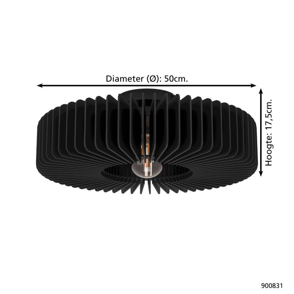 Wooden ceiling lamp Palombaia Ø 50cm - black Eglo 9008606274024