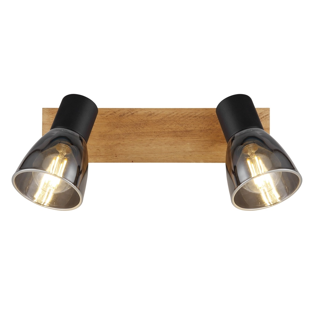 Ceiling lamp Claude 2-light black with wood Globo 9007371443208