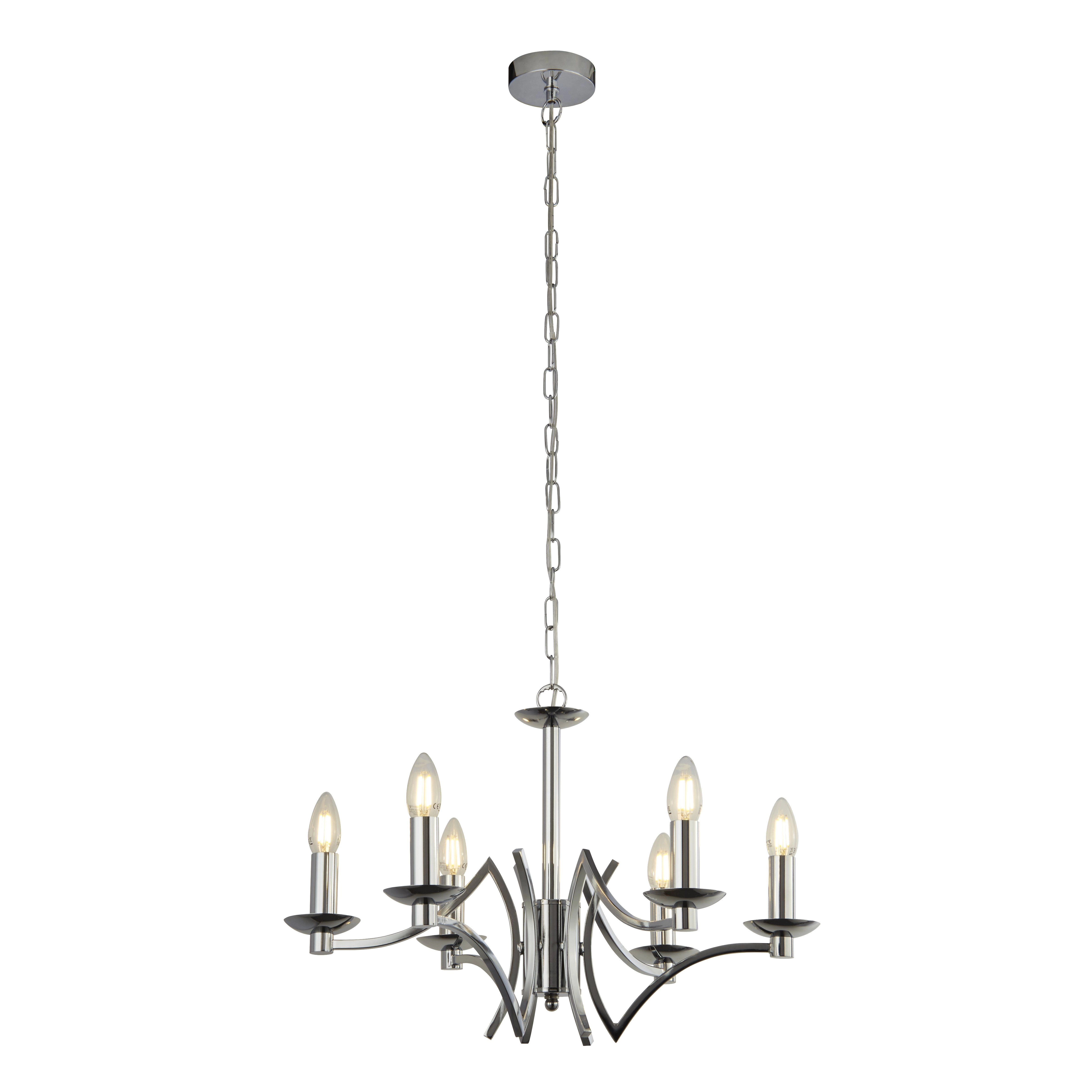 6-light chandelier Ascot Grey with chrome Searchlight 5053423174211