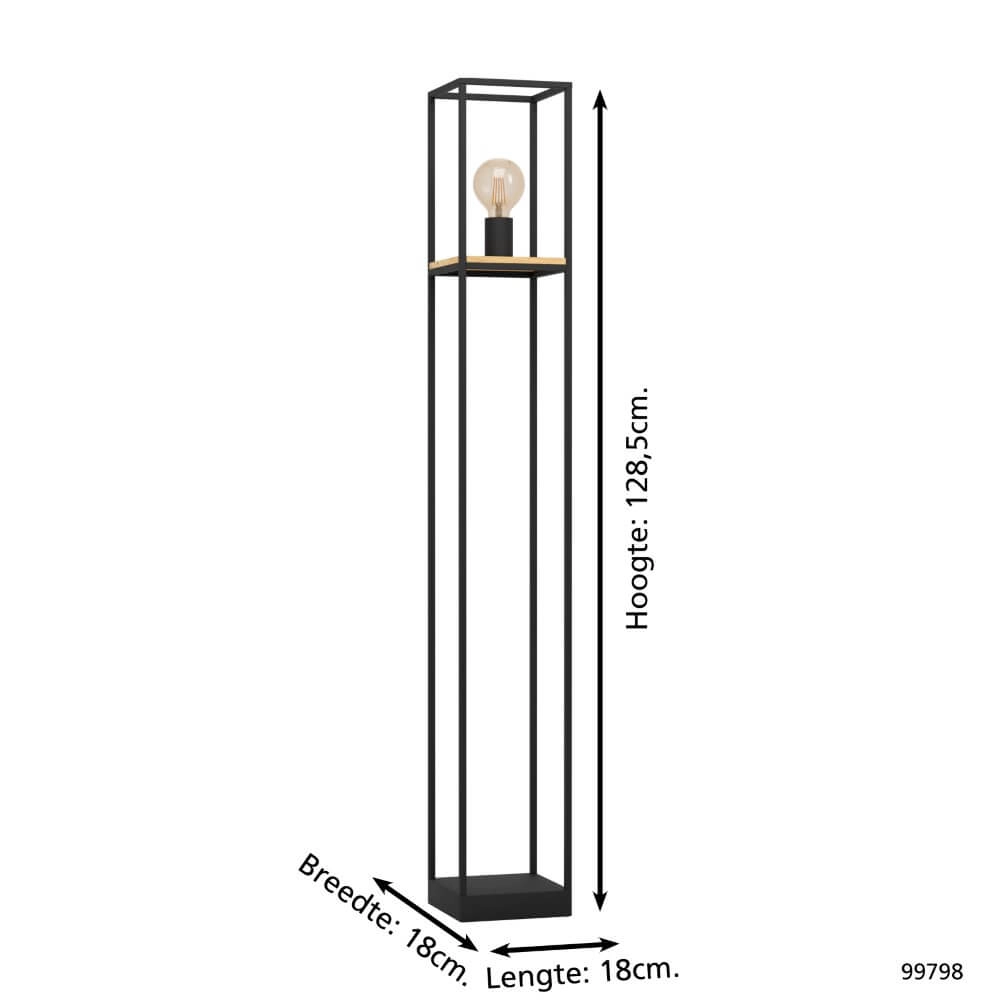 Floor lamp Libertad black with wood Eglo 9002759997984