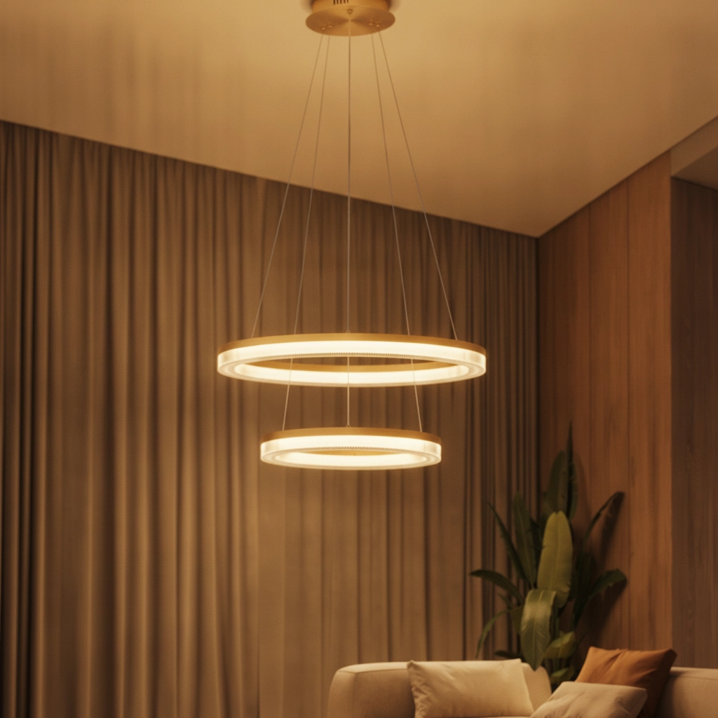 Golden pendant lamp Luana 2-light