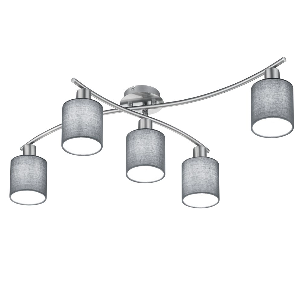 Ceiling lamp Garda 5-light nickel matt with anthracite