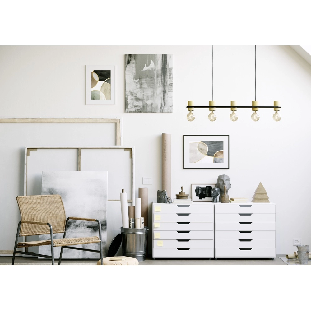 Pendant lamp Chieveley with wood look - 5x E27 Eglo 9002759435417