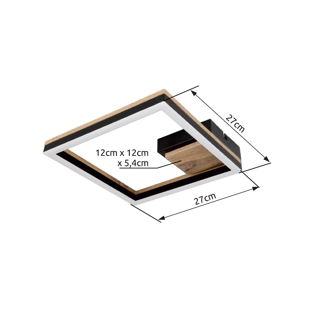 Ceiling lamp Beatrix Square black with wood Globo 9007371451401