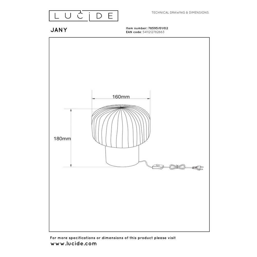 Table lamp Jany gold with smoke glass Lucide 5411212782663