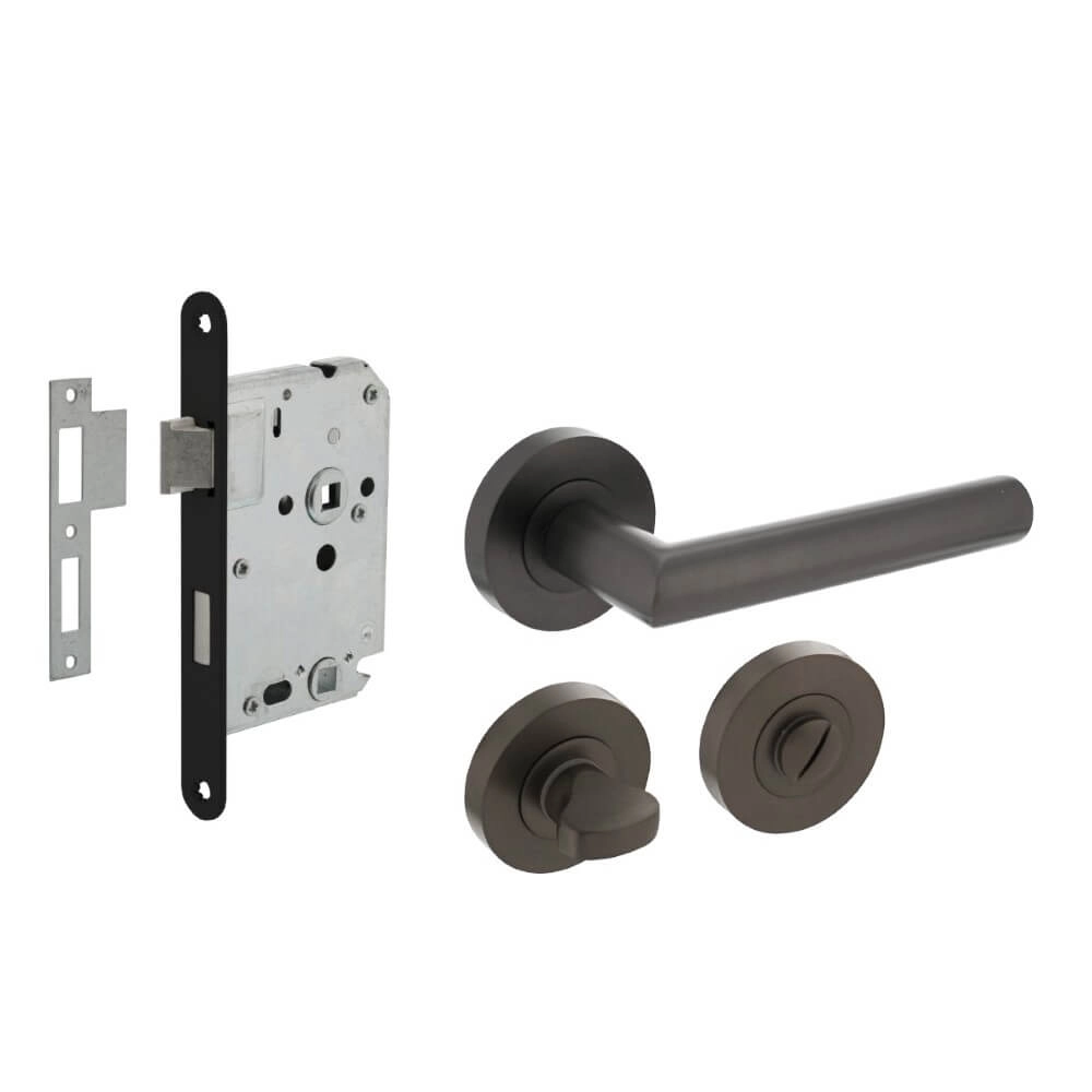 Complete door handle set Bastian anthracite toilet
