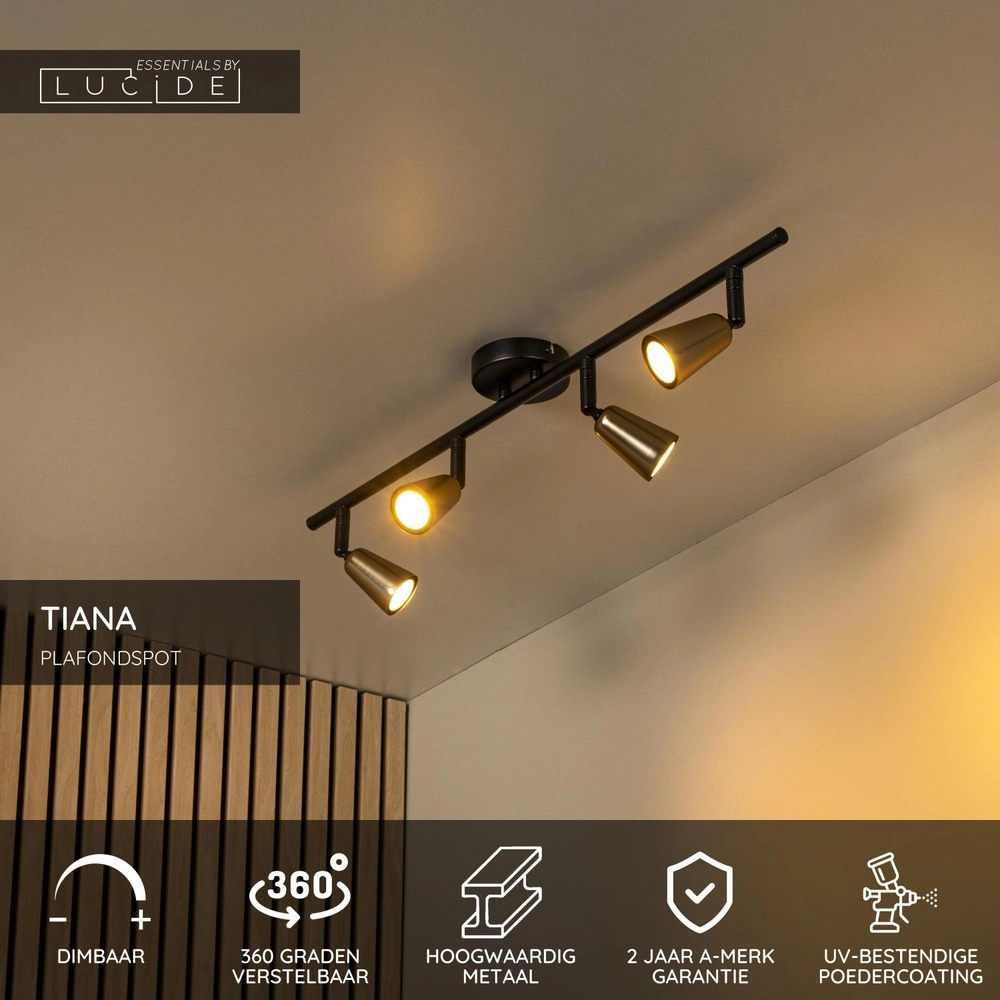 Ceiling spotlight Tiana 4-light champagne Lucide 5411212650382