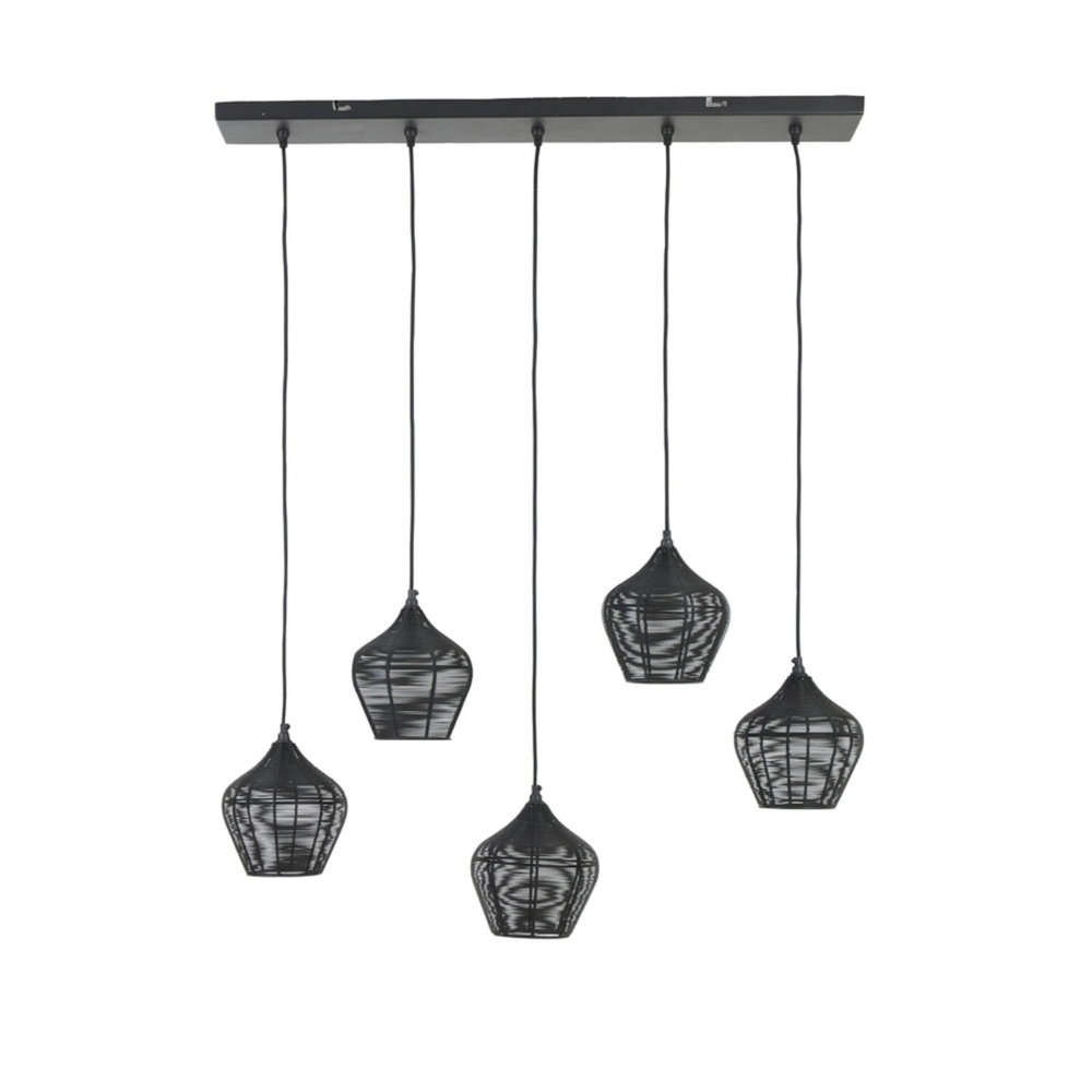 Pendant lamp Alvaro 5-light black