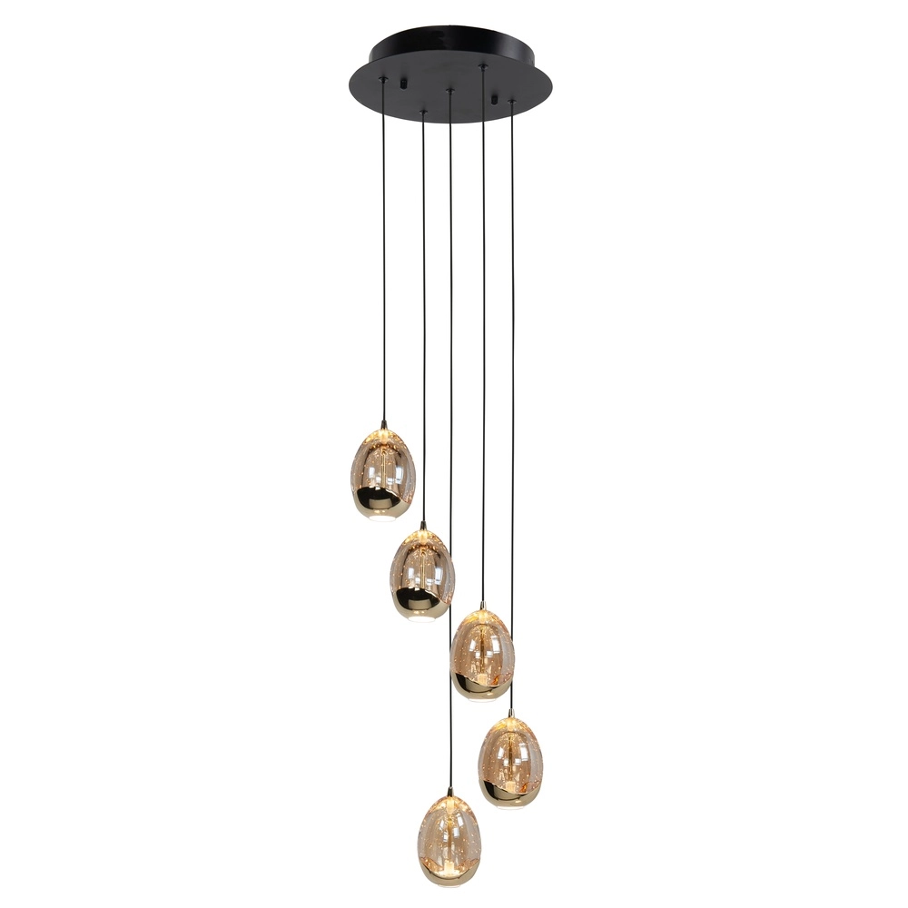 Pendant lamp Golden Egg black 5-lights