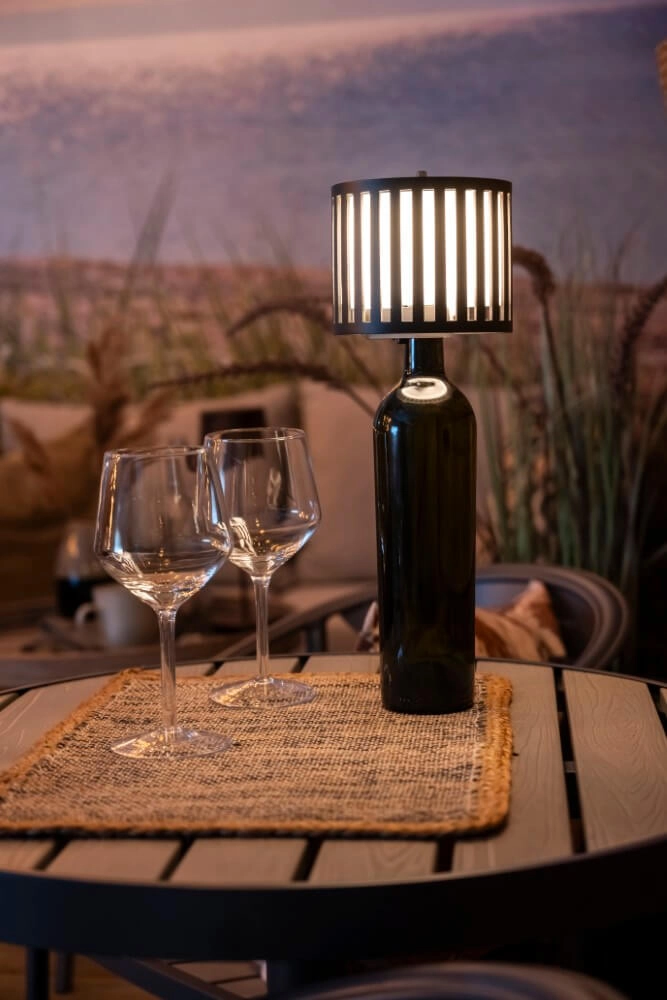 Unique table lamp Bottle Black rechargeable KonstSmide 7318308377520
