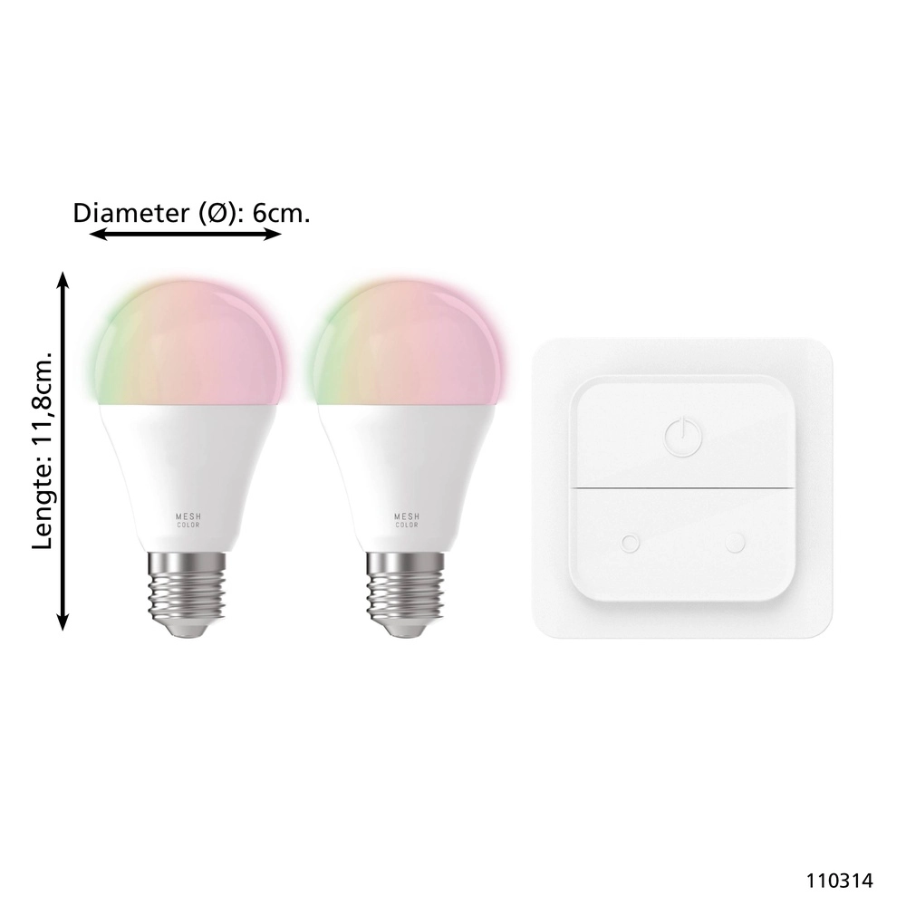 Set of 2 led Zigbee E27 4.5W - 400lm - 2700-6500K - A60 Eglo 9008606293872