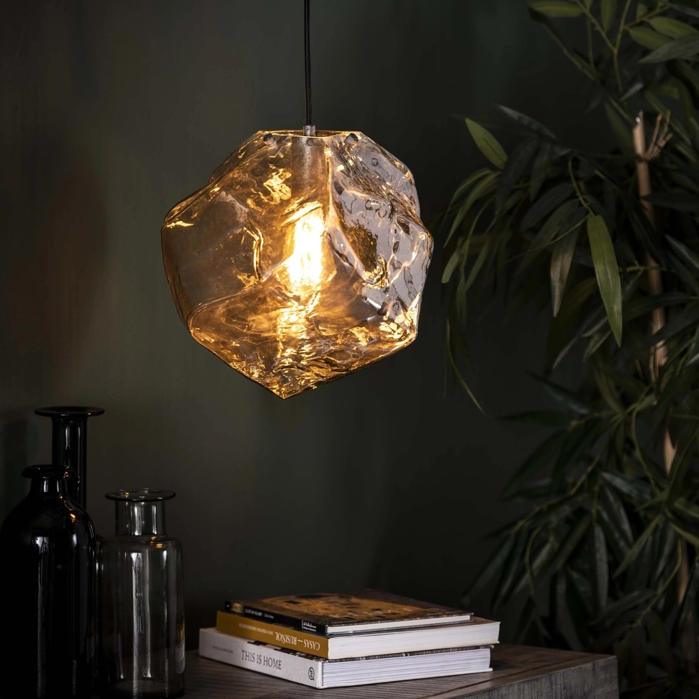 Modern pendant lamp Rock Chrome glass