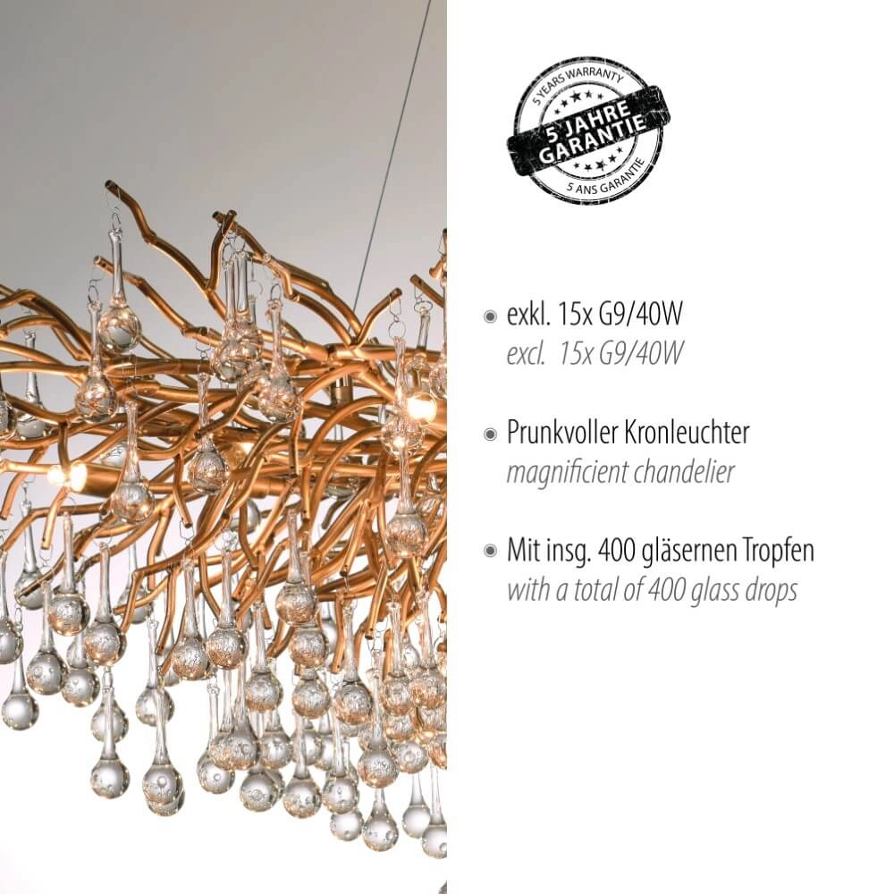Large chandelier Icicle Antique brass Paul Neuhaus 4012248332917