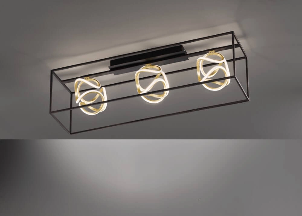 Designer ceiling lamp Gesa black with gold Fischer & Honsel 4001133205566