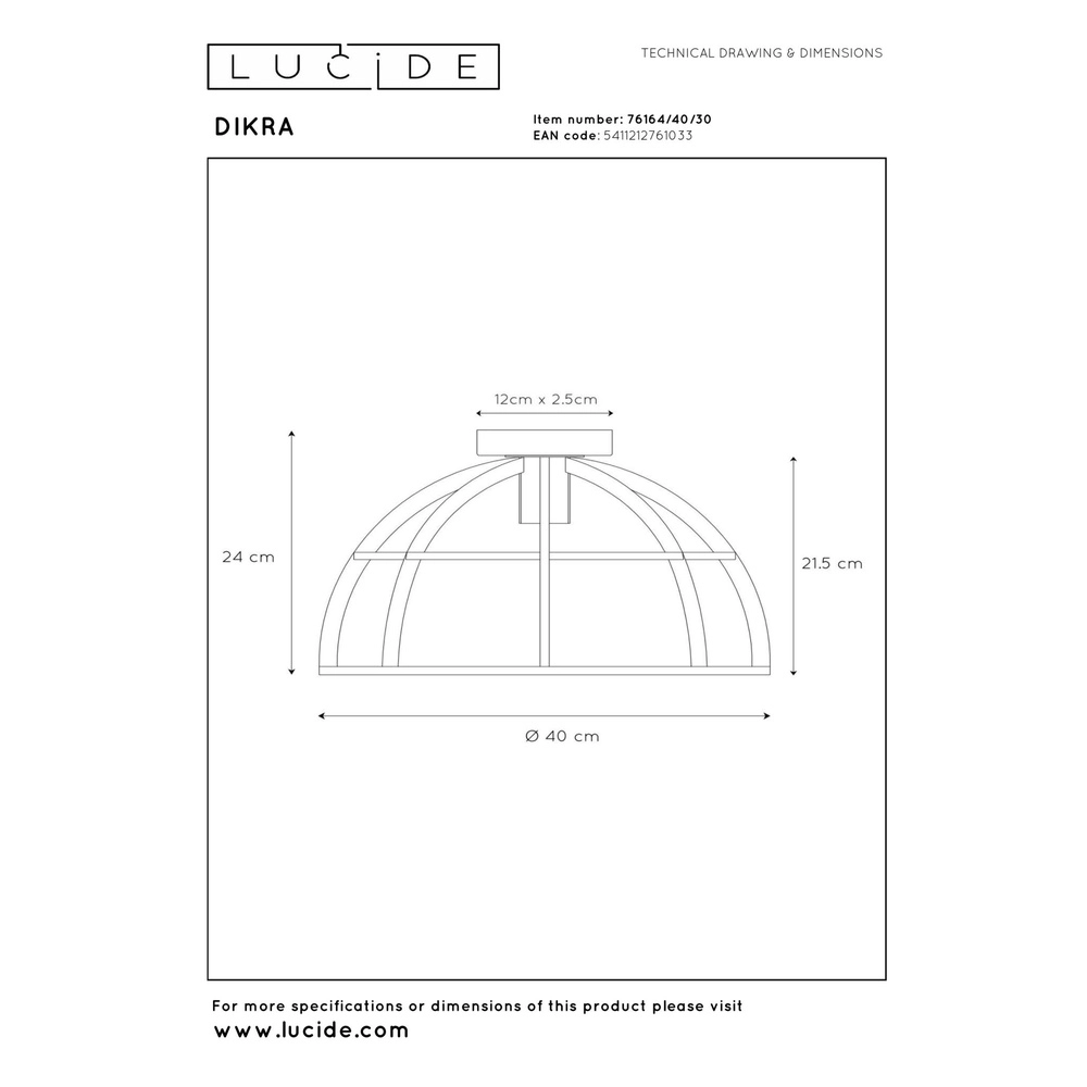 Ceiling lamp Dikra Industrial Black Lucide 5411212761033