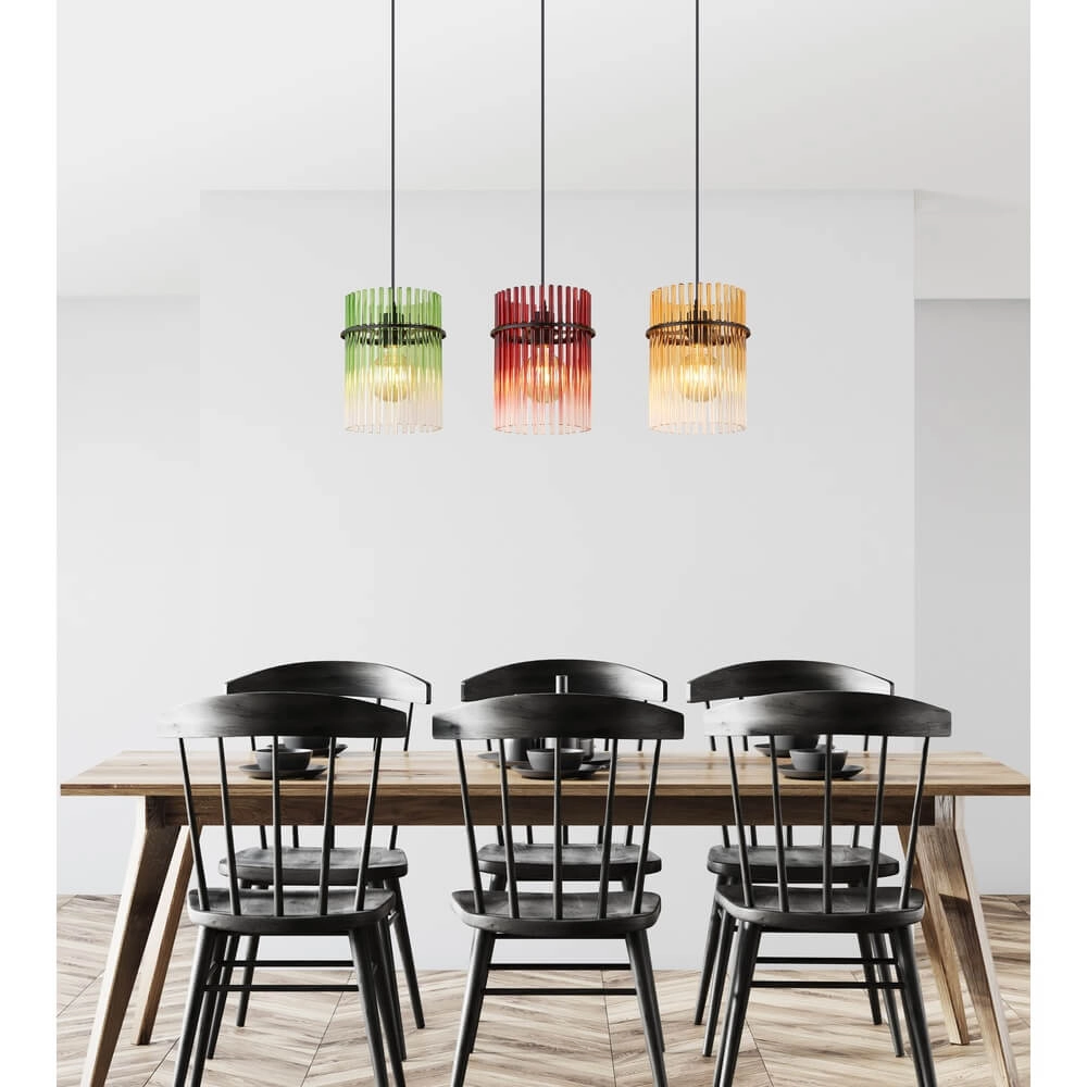 Black pendant lamp Gorley Colored glass 3-lights Globo 9007371481002