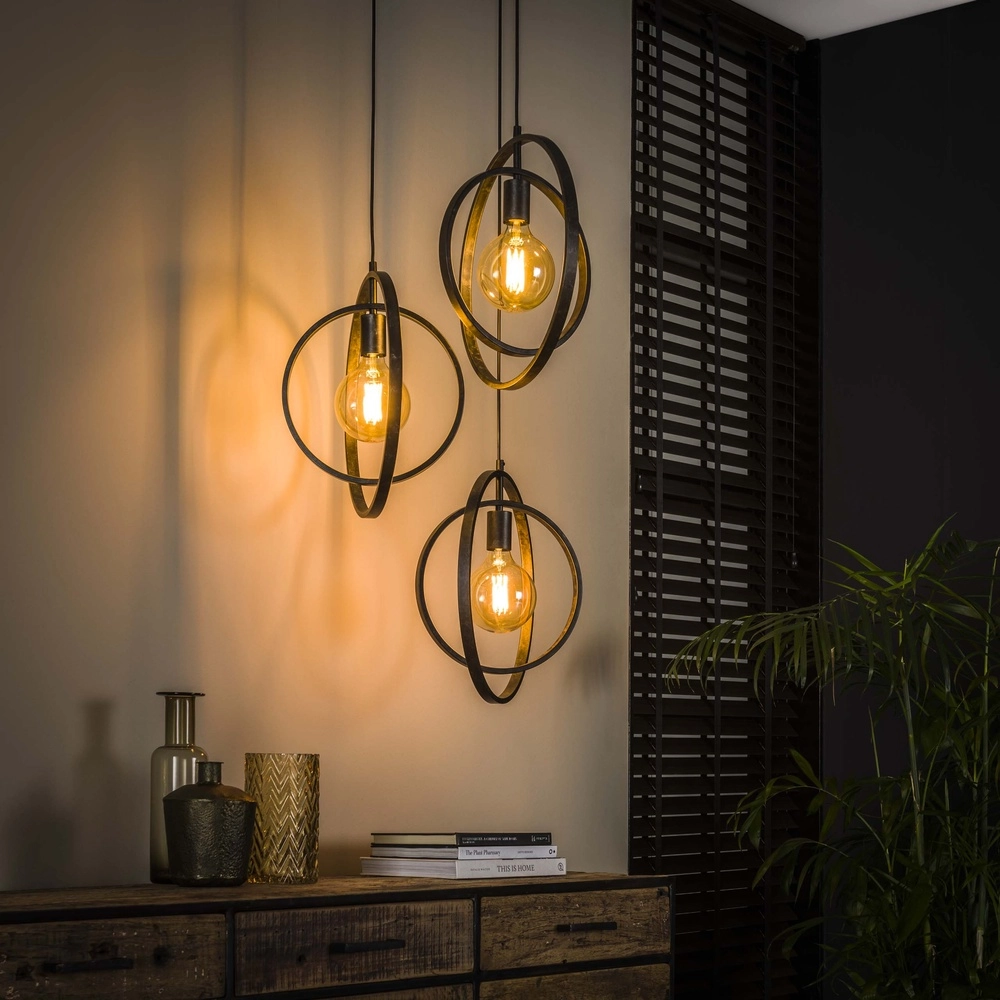 3-light pendant lamp dining table Turn Ø 40cm - charcoal - excl E27