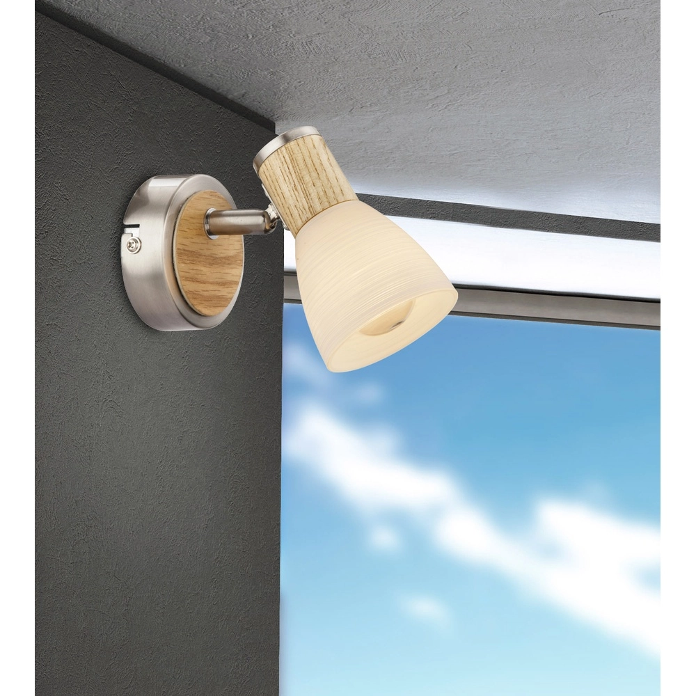 Wall lamp Gylfi nickel with wood Globo 9007371343546