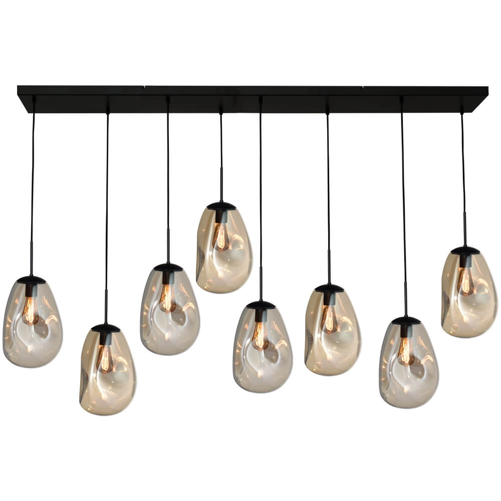 Hanging lamp Lava 8x gold glass Ø 22.5cm