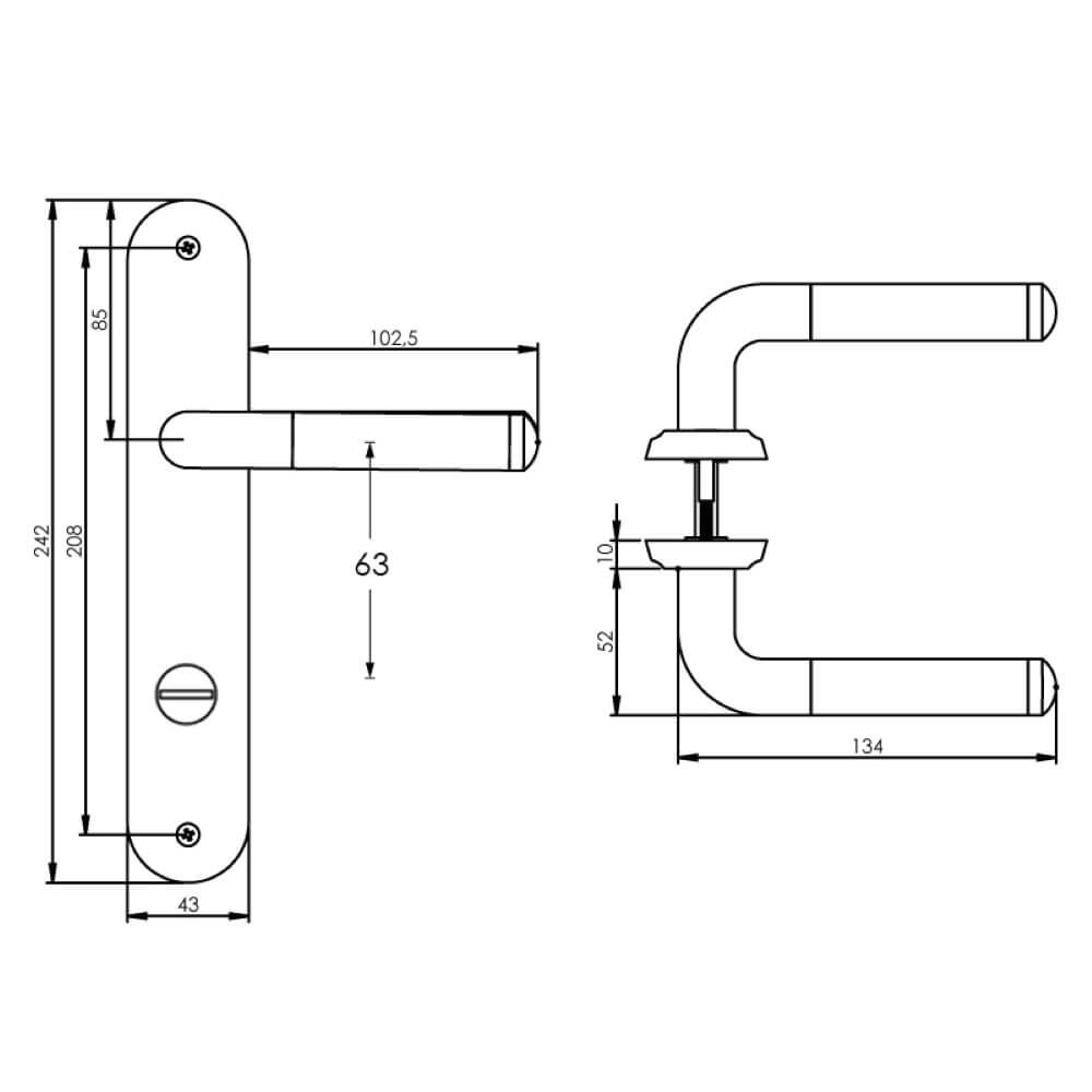 Classic door handle Agatha WC closure 63/8 chrome Intersteel 8714186169148