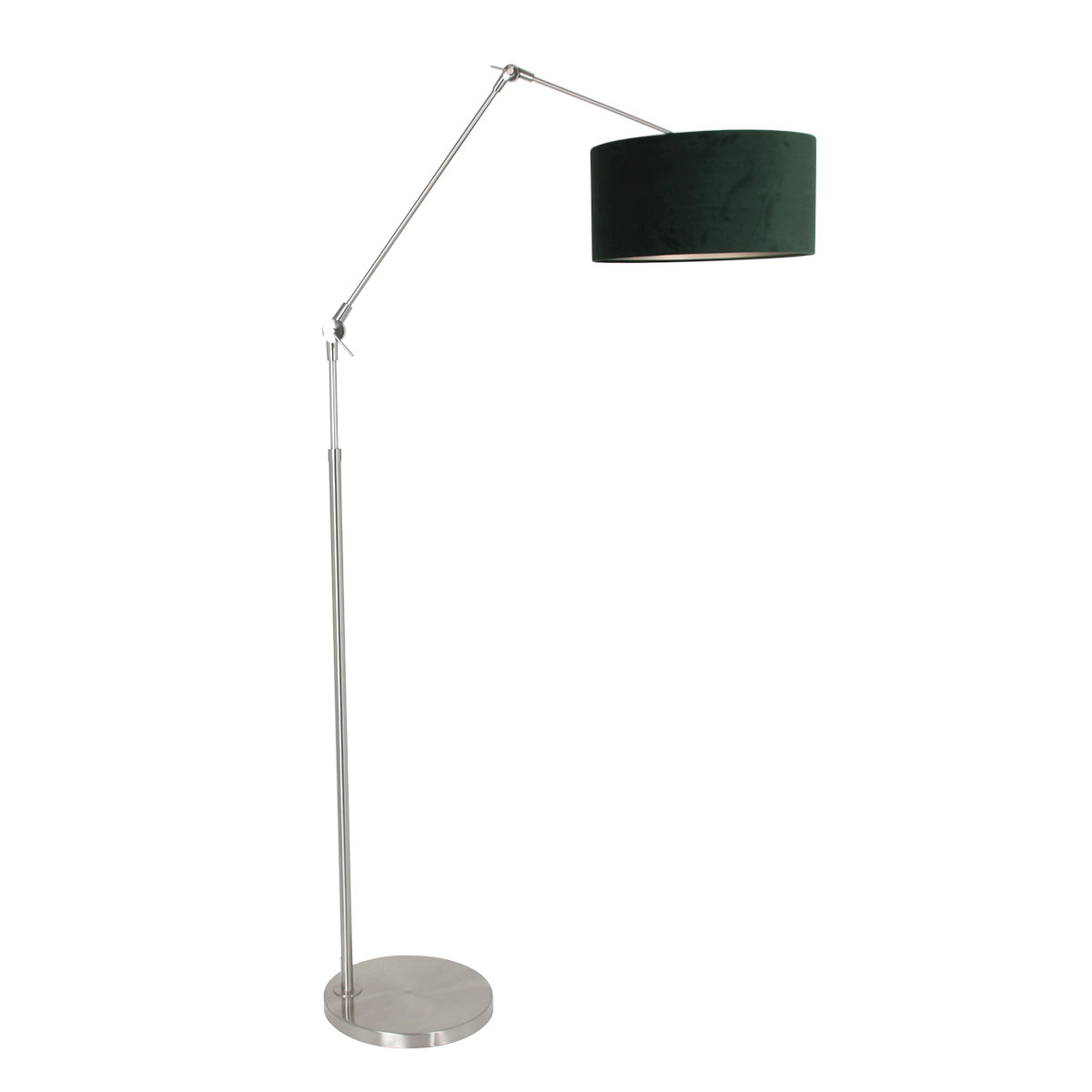 Floor Reading Lamp Prestige Chic Stainless steel with 40cm green velvet shade