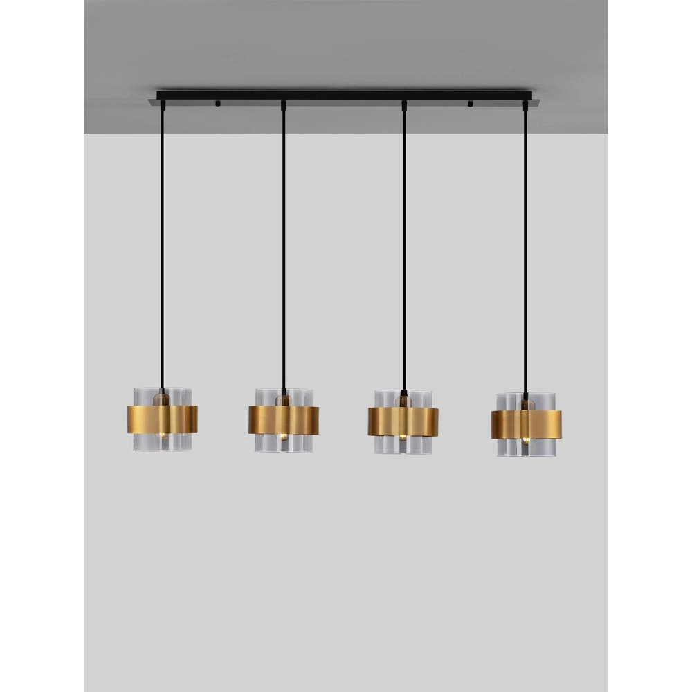 Pendant lamp Sianna 4-light straight black and gold Lyora 5212017445421